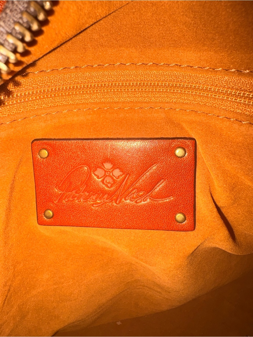 Patricia Nash Cognac Leather Shoulder Tote with Stud Trim - Picture 2 of 16